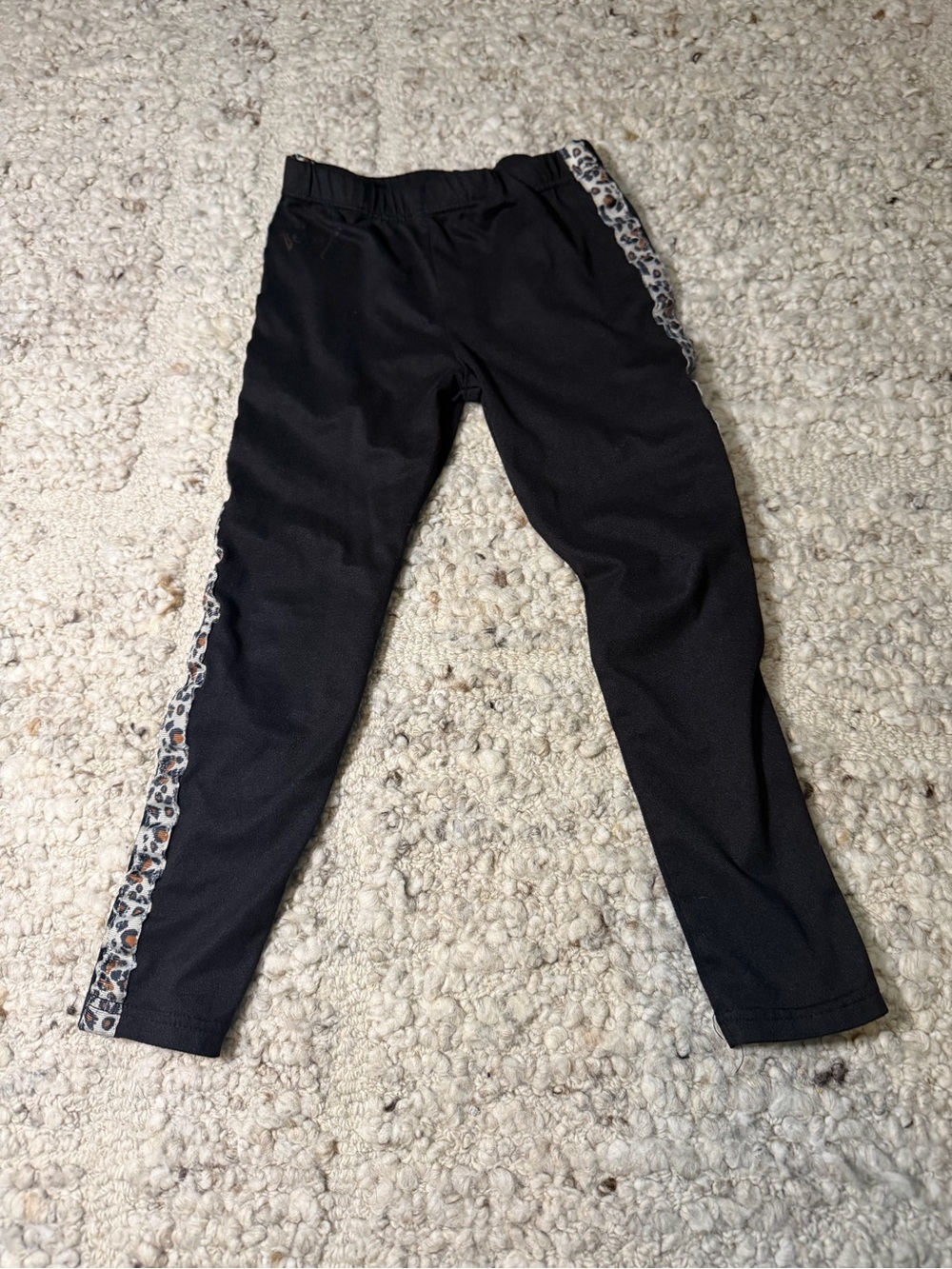 Betsey Johnson Black Leggings with Leopard Side Trim